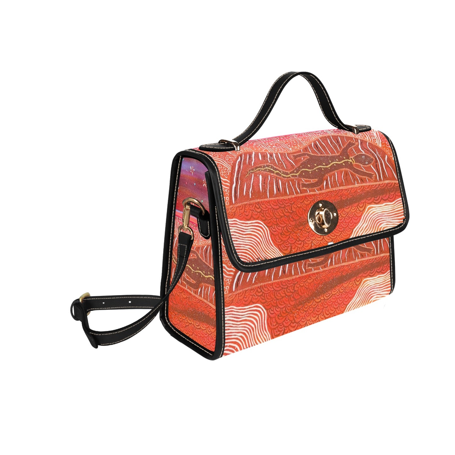 Goanna Fella Sunbaking on Solid Rock All Over Print Canvas Bag (Model 1641)(Black)