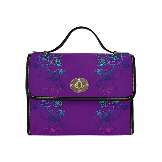 Butterflies and Flowers All Over Print Canvas Bag (Model 1641)(Black)