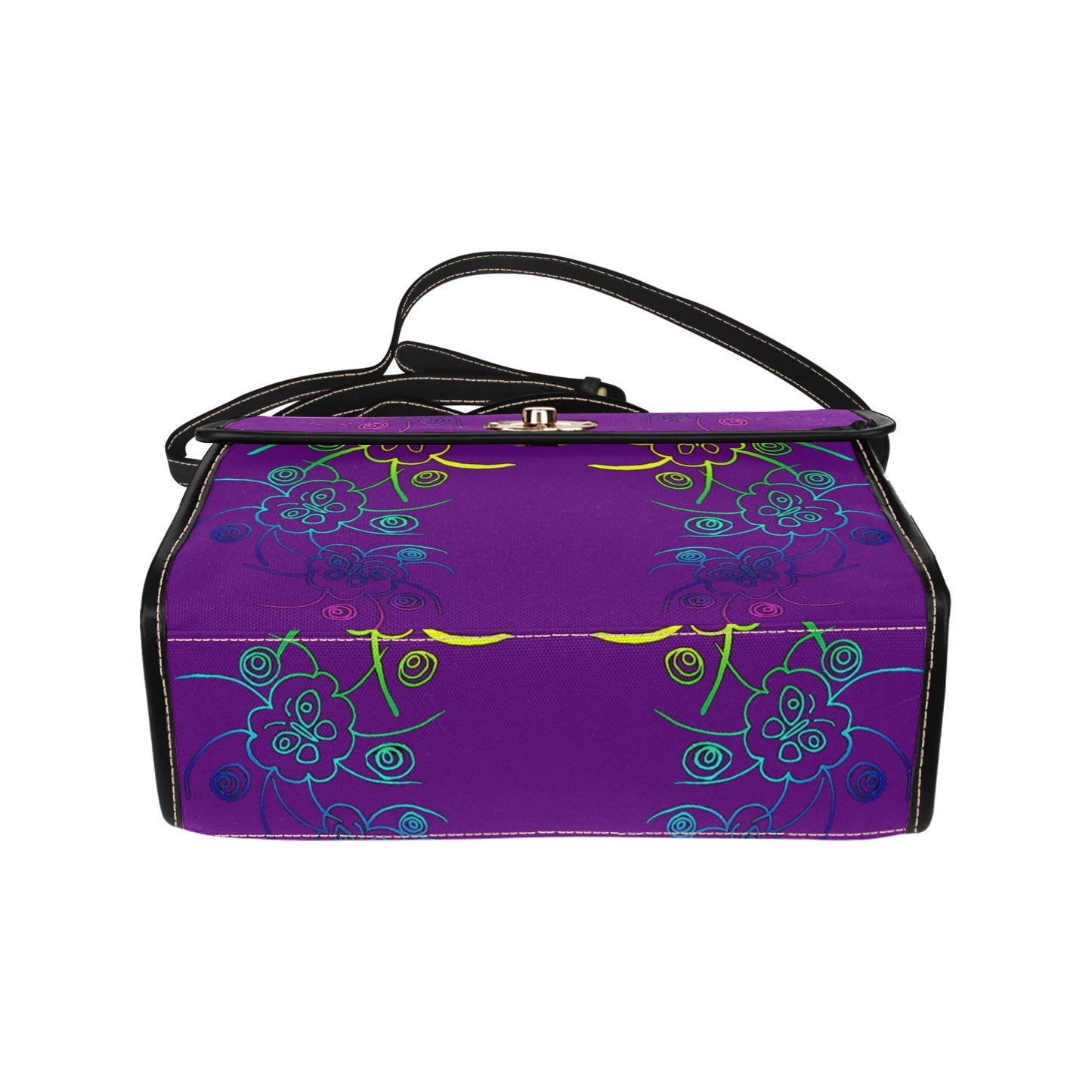Butterflies and Flowers All Over Print Canvas Bag (Model 1641)(Black)