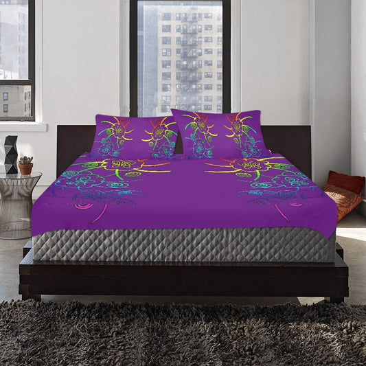 3 Piece Bedset Purple Butterfly