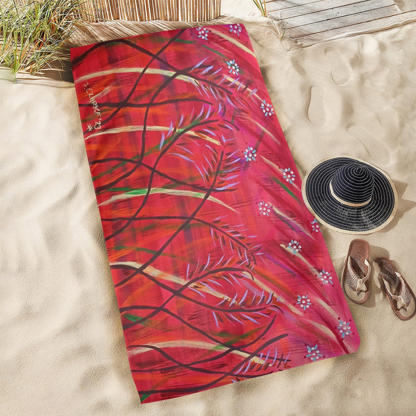 Grasses at Night FCD Beach Towel 31"x71"(NEW)(Made in AUS)